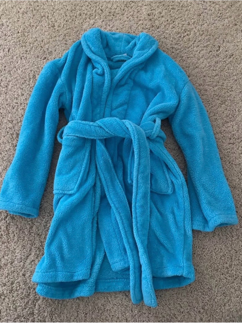 Cozy Kids Hooded Plush Robe in Turquoise Blue